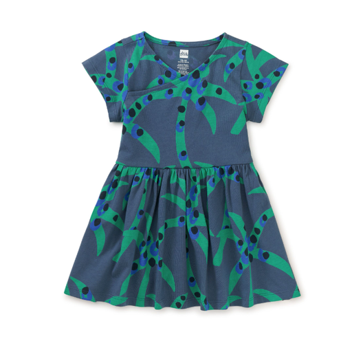 Tea Short Sleeve Wrap Neck Dress