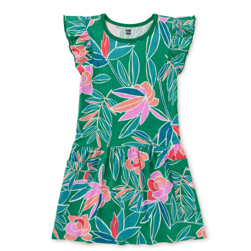Tea Flutter Sleeve Pocket Dress