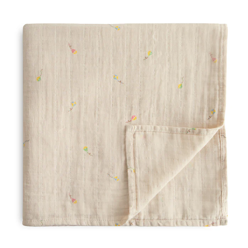 Mushie Organic Cotton Muslin Swaddle Blanket - Kites