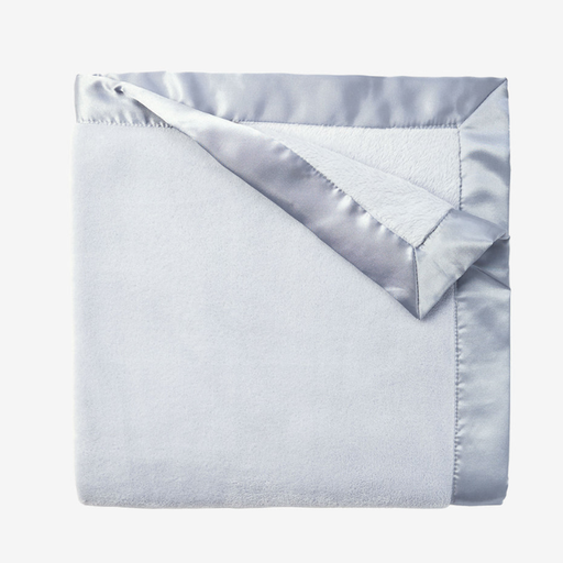 Elegant Baby Satin Trim Flannel Fleece Blanket - Blue