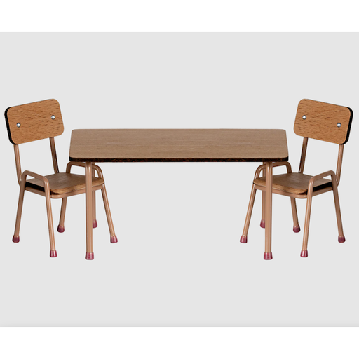 Maileg Table and chair set, Mouse - Dark powder