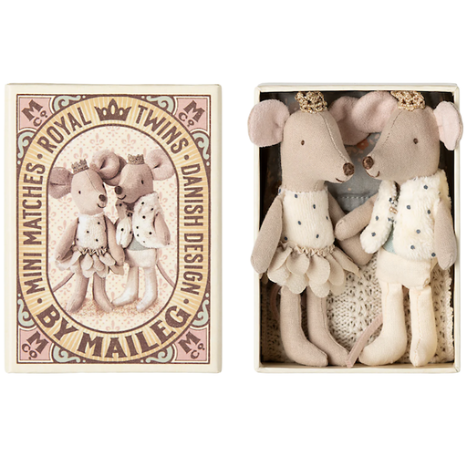 Maileg Royal Twin Mice, Little sister and brother in matchbox