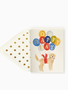 The First Snow Happy Birthday Golden Retriever Dog with Balloons