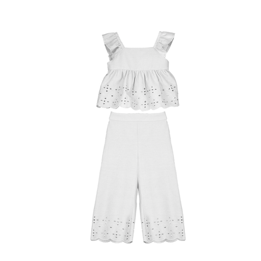 Mayoral USA Girl Eyelet Top and Pants Set
