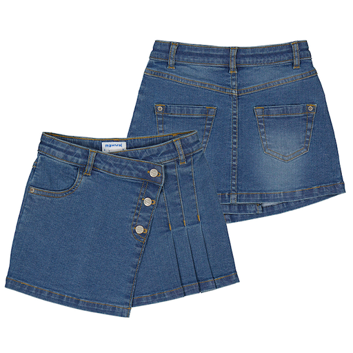 Mayoral USA Denim Skirt with Pleat Detail