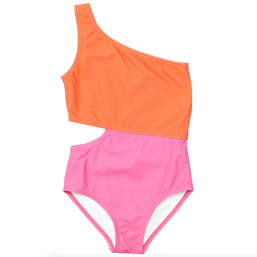 Candy Colorblock One Shoulder Swimsuit