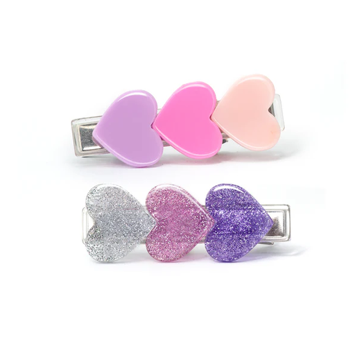 Lilies & Roses Hearts Pink Purple Shades Hair Clips