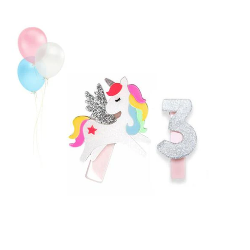 Lilies & Roses Unicorn Birthday Number Hair Clips