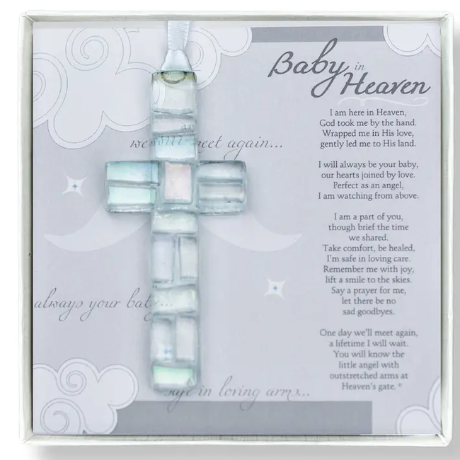The Grandparent Gift Company Baby in Heaven: Infant Memorial Clear Mosaic Cross