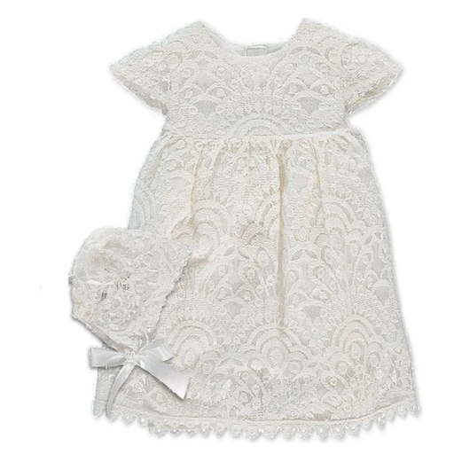 Carriage Boutique Special Occasion Christening Lace Dress with Bonnet