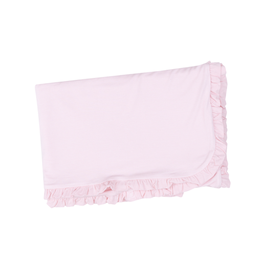Angel Dear Stripe Classic Pink Ruffle Receiving Blanket