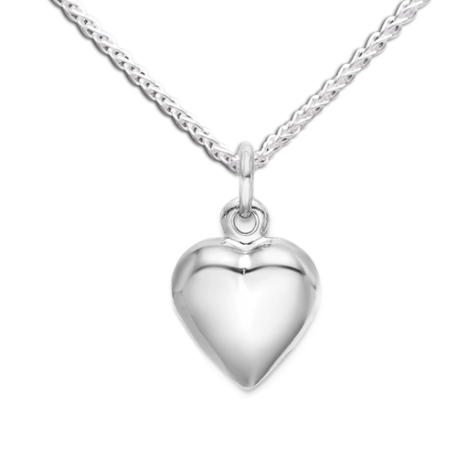 Cherished Moments, LLC Sterling Silver Kid's Puff Heart Necklace