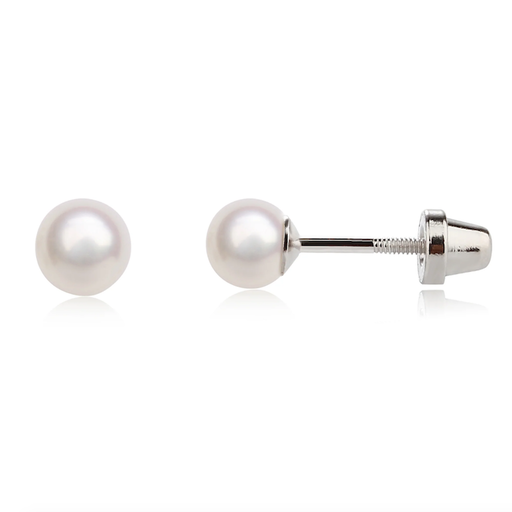 Cherished Moments, LLC Sterling Silver Child's White Freshwater Pearl Earrings