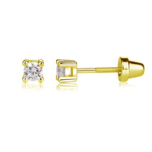 Cherished Moments, LLC 14K Gold-Plated CZ Crystal Stud Earrings for Baby and Kids