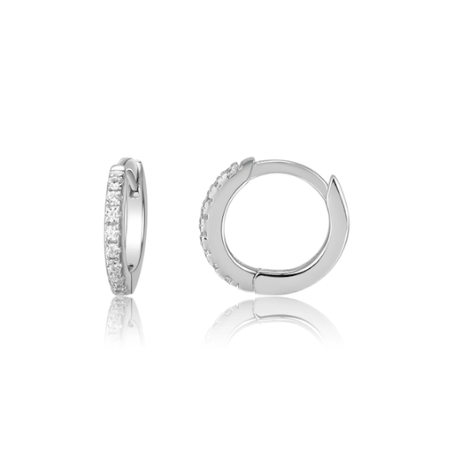 Cherished Moments, LLC Sterling Silver Huggie Hoop Earrings with CZs for Kids 13mm