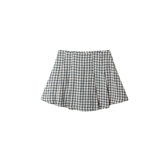 Rylee & Cru Pleated Mini Skirt Navy Check
