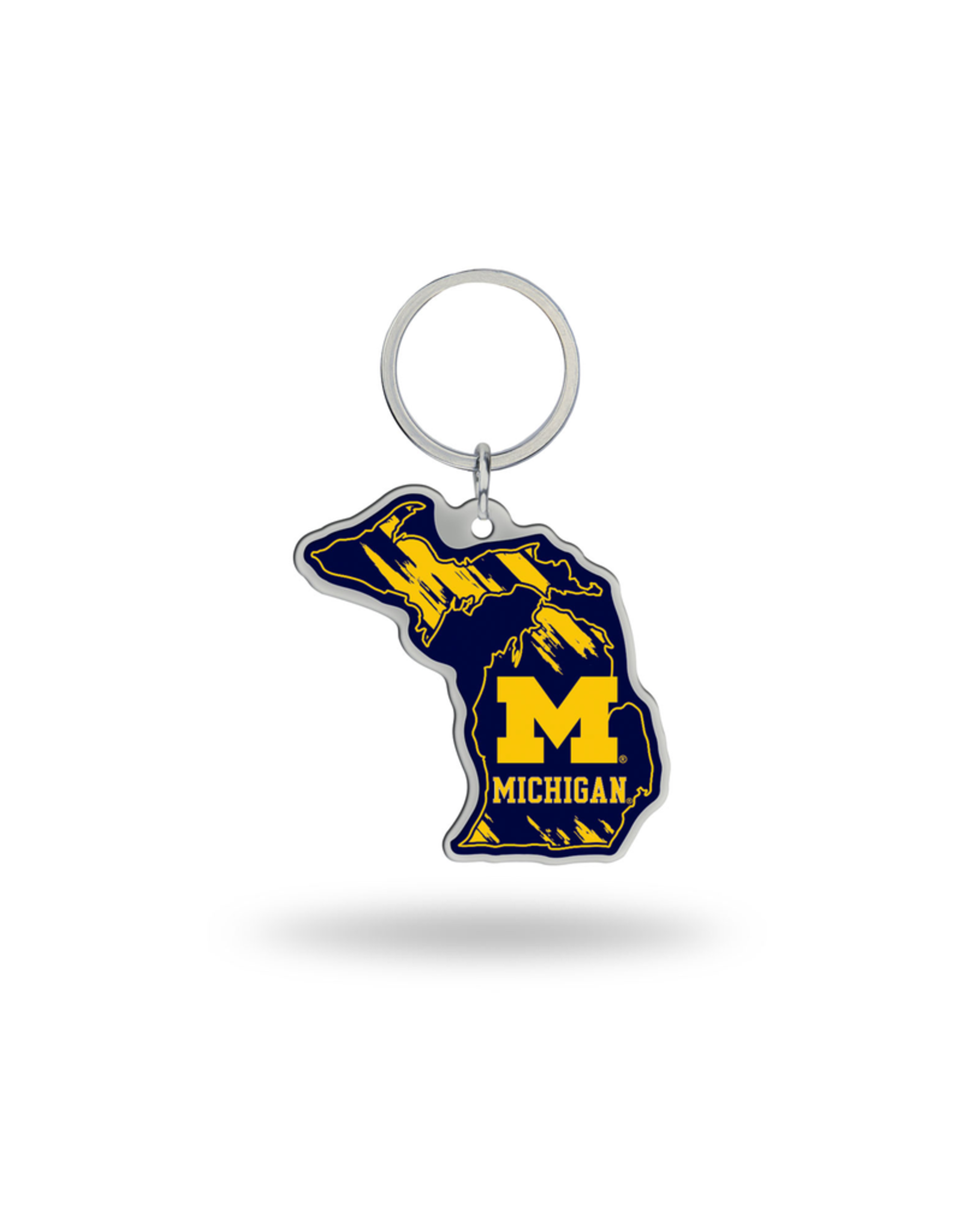 RICO INDUSTRIES Michigan Wolverines State Shaped Key Ring