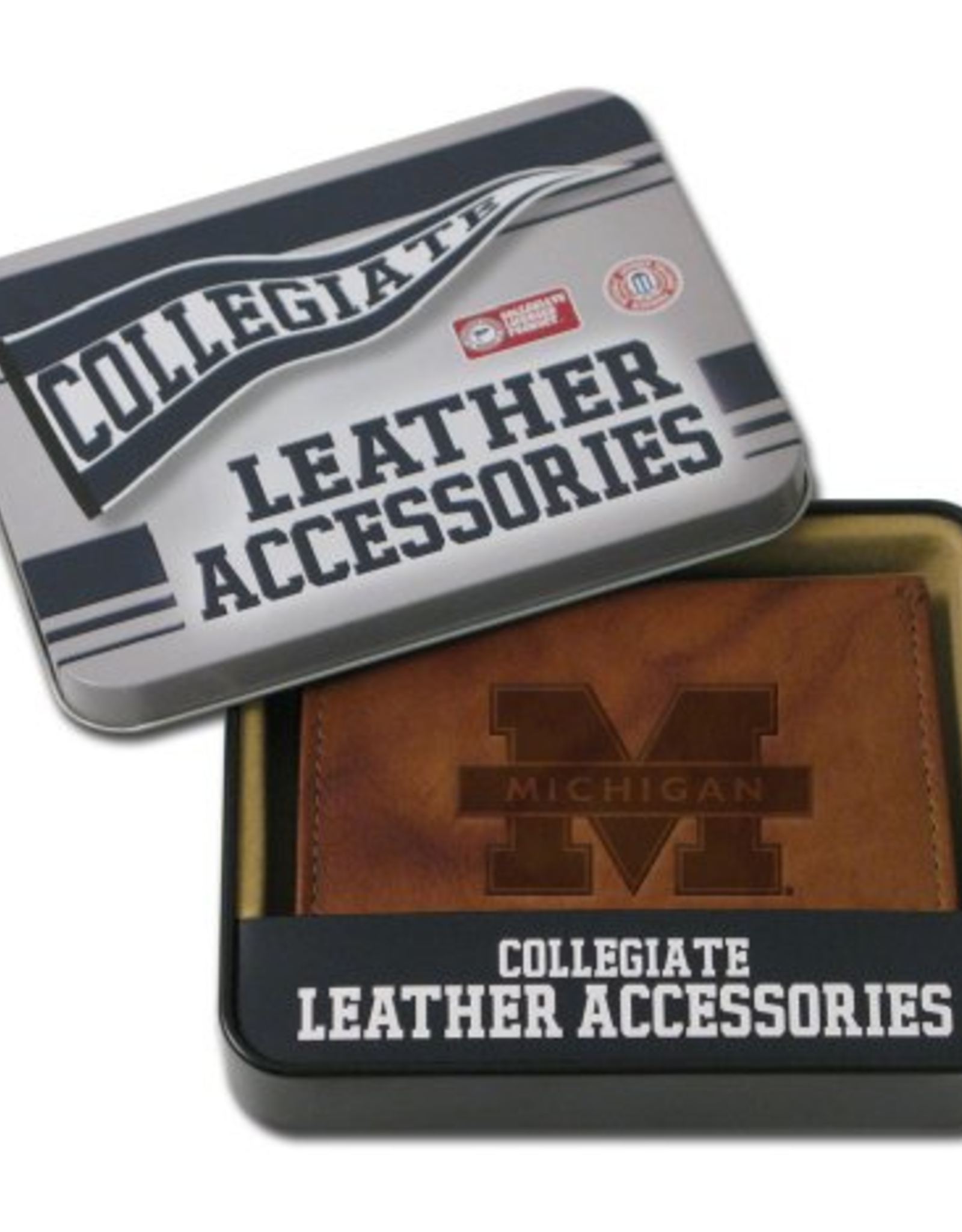 RICO INDUSTRIES Michigan Wolverines Vintage Leather Billfold Wallet