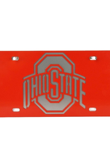 GAMEDAY IRONWORKS Ohio State Buckeyes Red Logo License Plate & White Backer