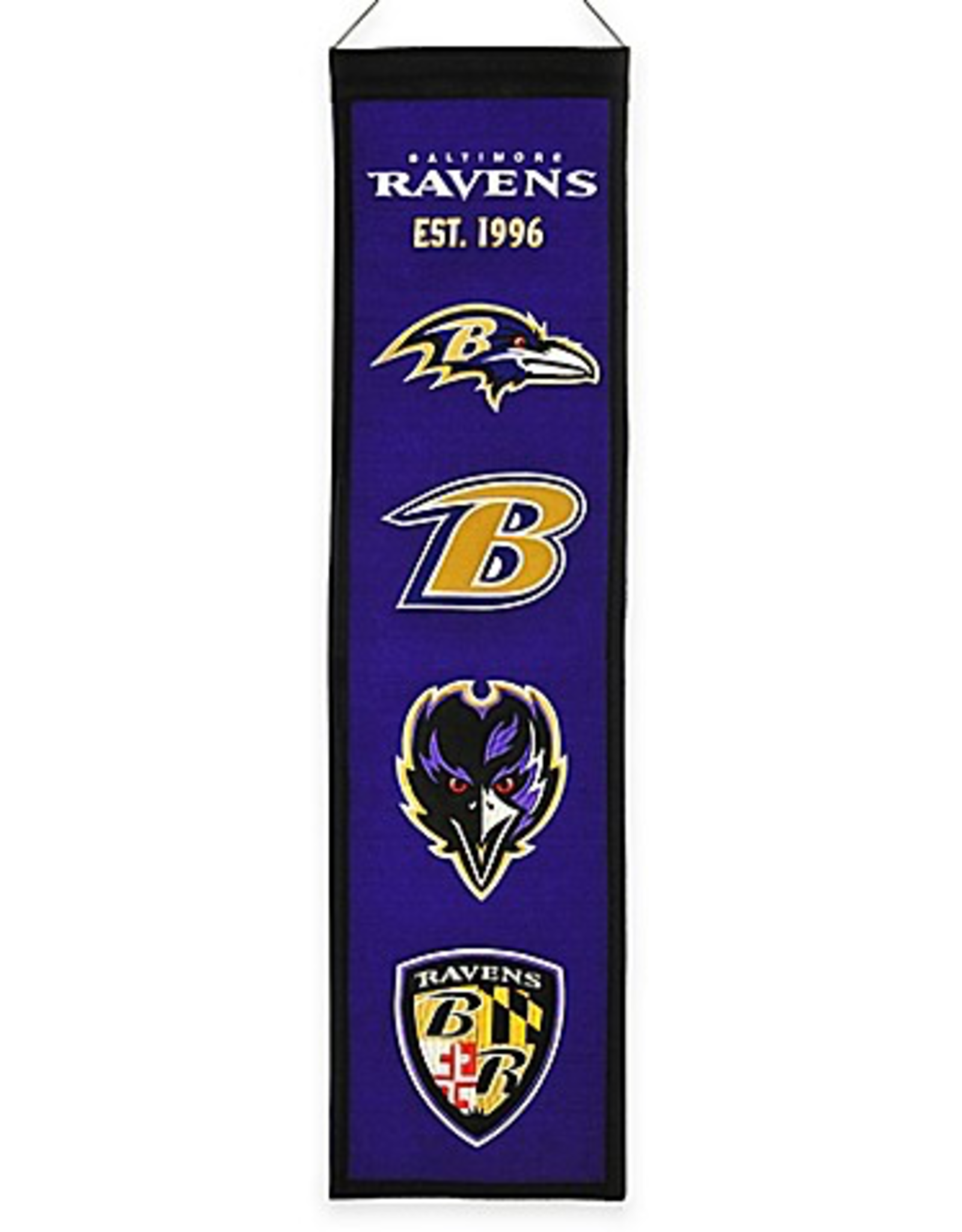 WINNING STREAK SPORTS Baltimore Ravens 8x32 Wool Heritage Banner