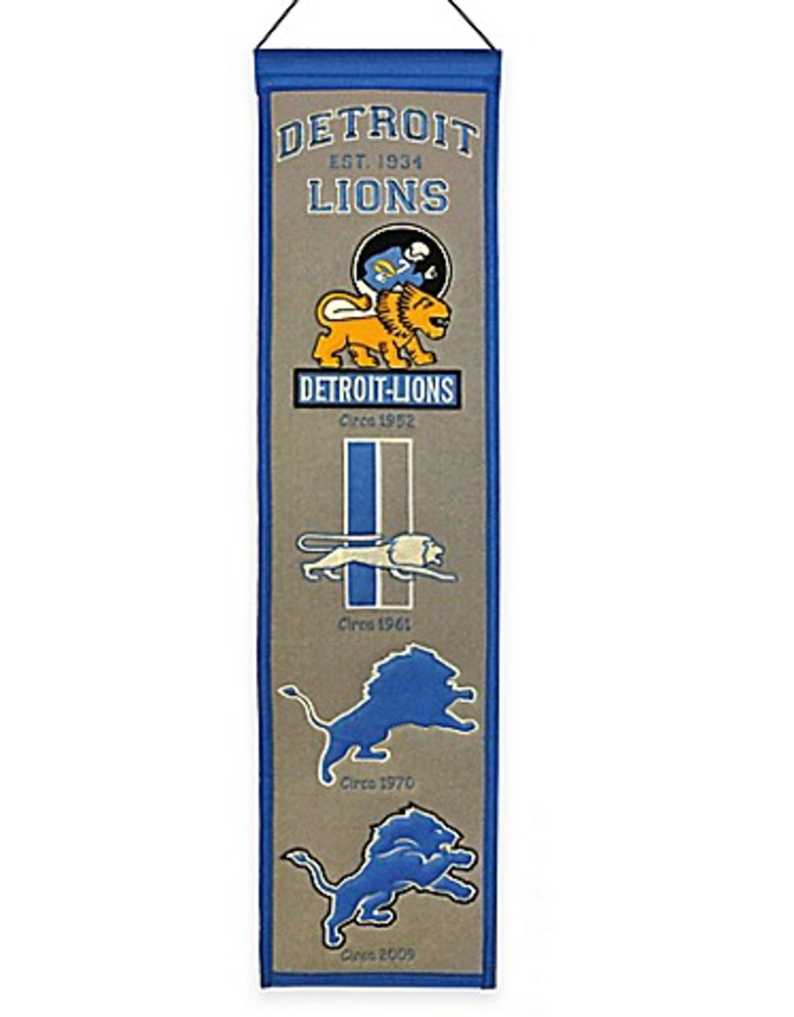 WINNING STREAK SPORTS Detriot Lions 8x32 Wool Heritage Banner