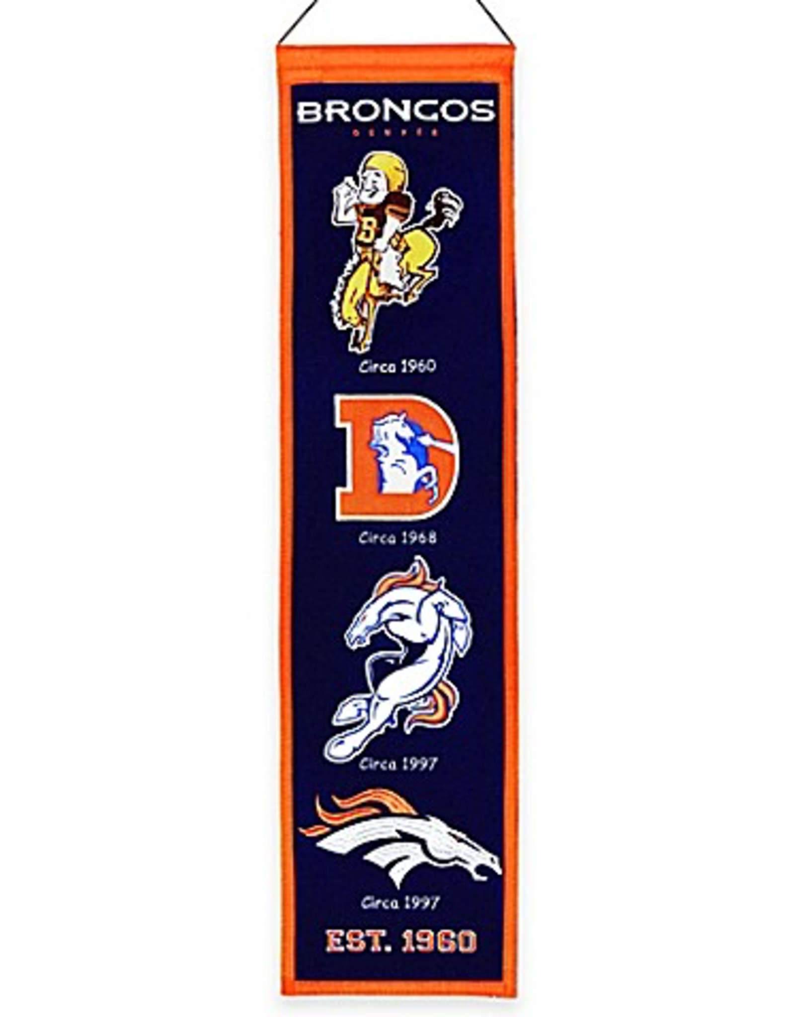 WINNING STREAK SPORTS Denver Broncos 8x32 Wool Heritage Banner
