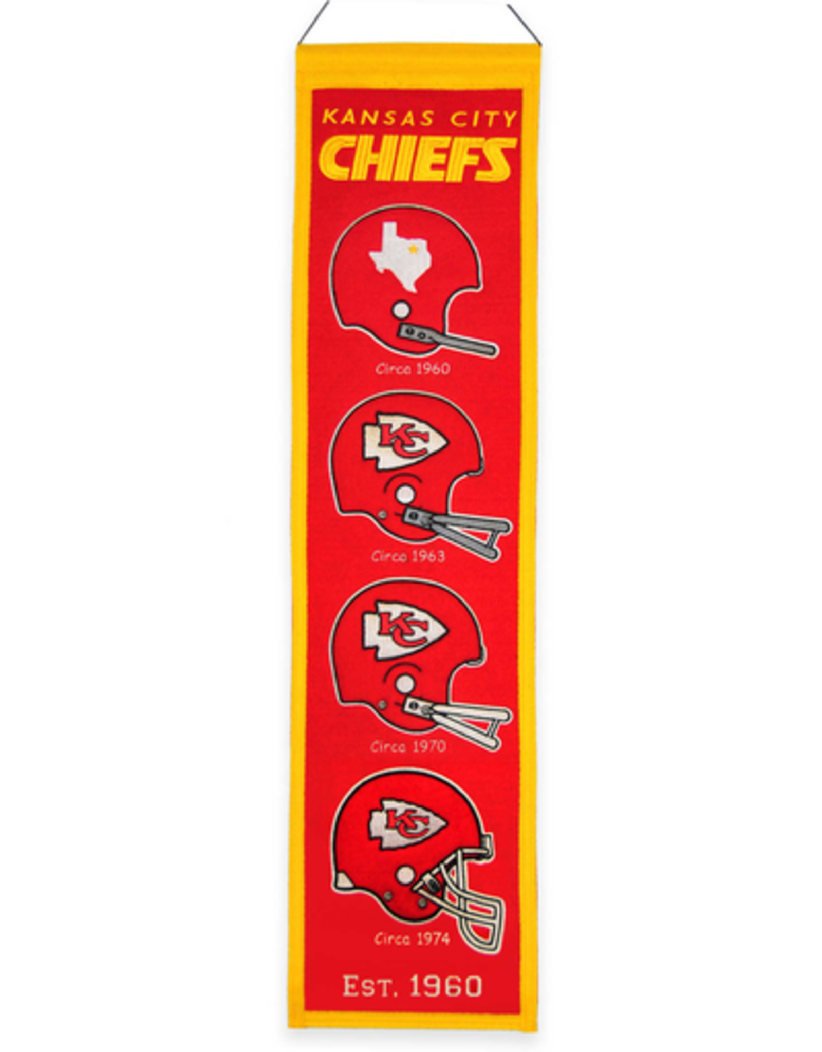 WINNING STREAK SPORTS Kansas City Chiefs 8x32 Wool Heritage Banner