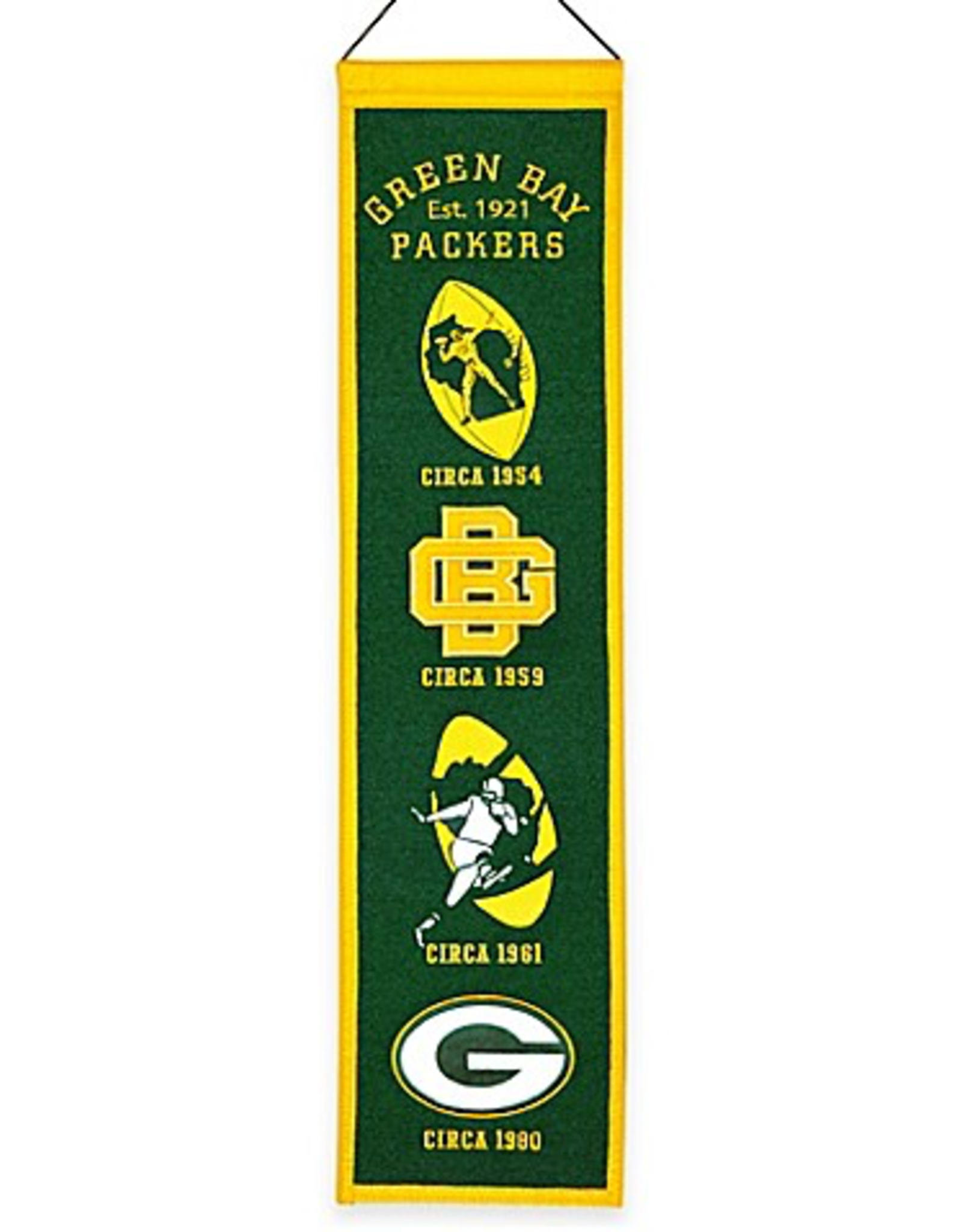 WINNING STREAK SPORTS Green Bay Packers 8x32 Wool Heritage Banner