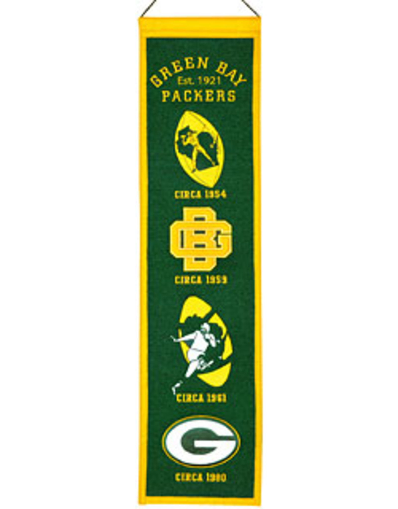 WINNING STREAK SPORTS Green Bay Packers 8x32 Wool Heritage Banner