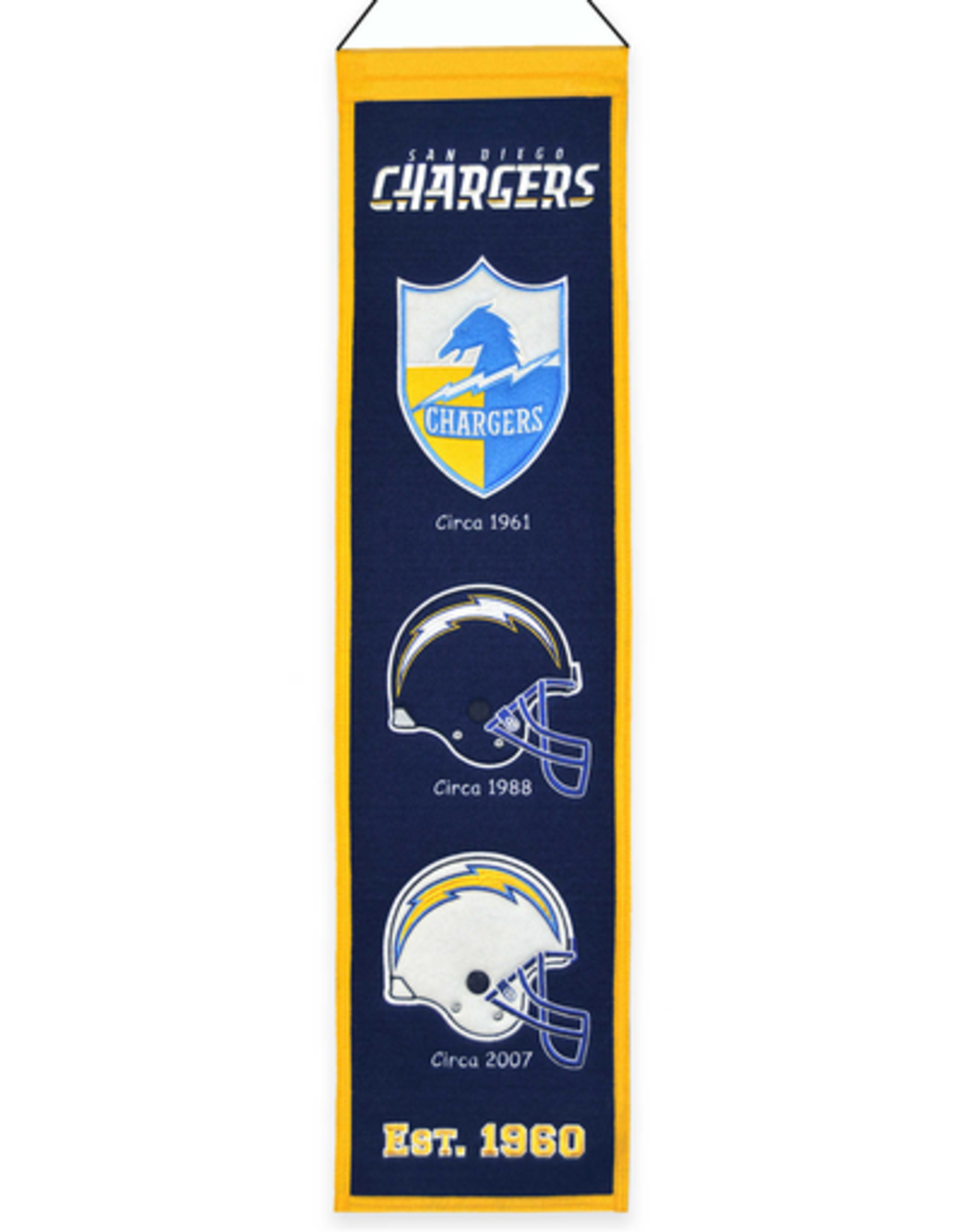 WINNING STREAK SPORTS Los Angeles Chargers 8x32 Wool Heritage Banner