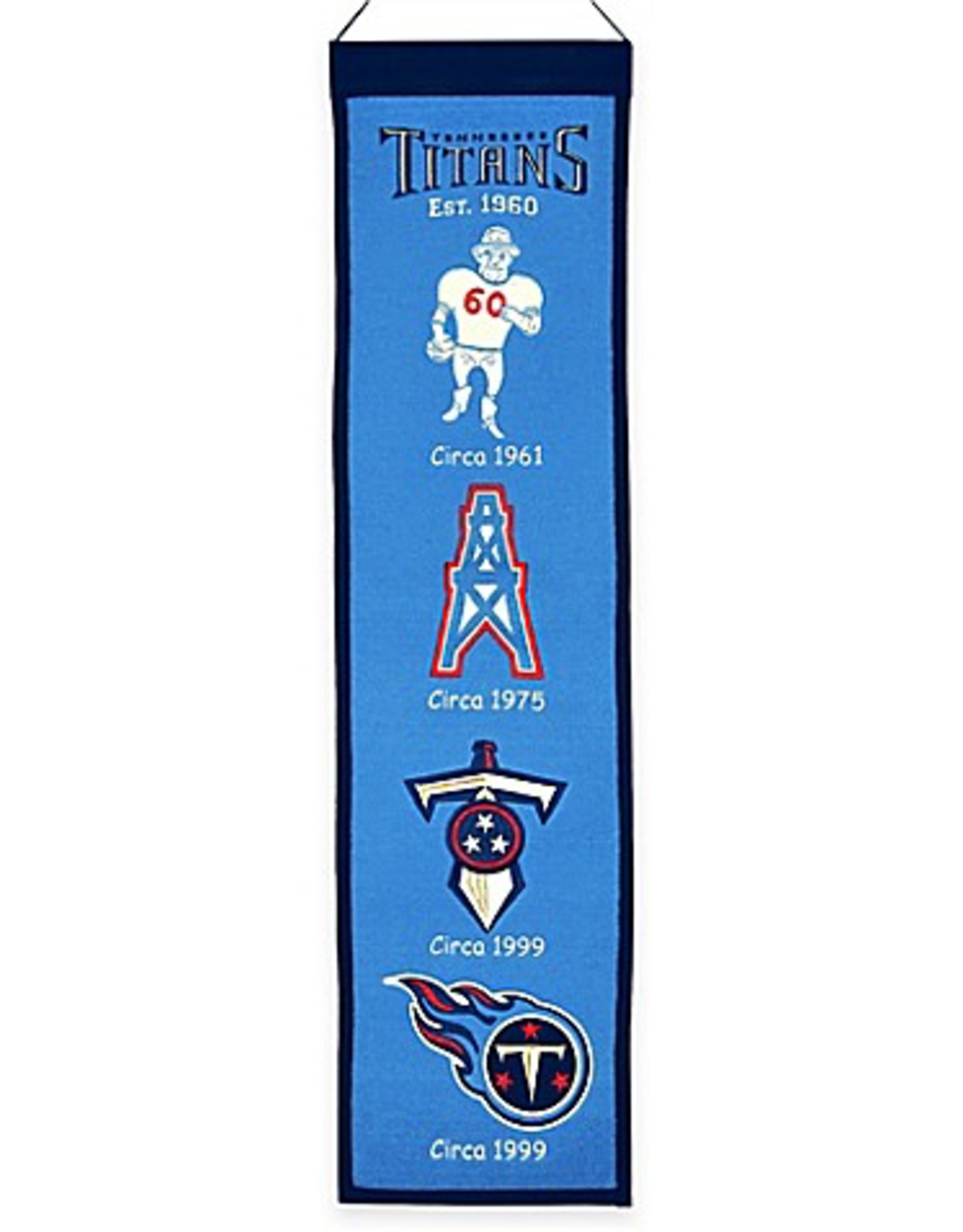 WINNING STREAK SPORTS Tennessee Titans 8x32 Wool Heritage Banner