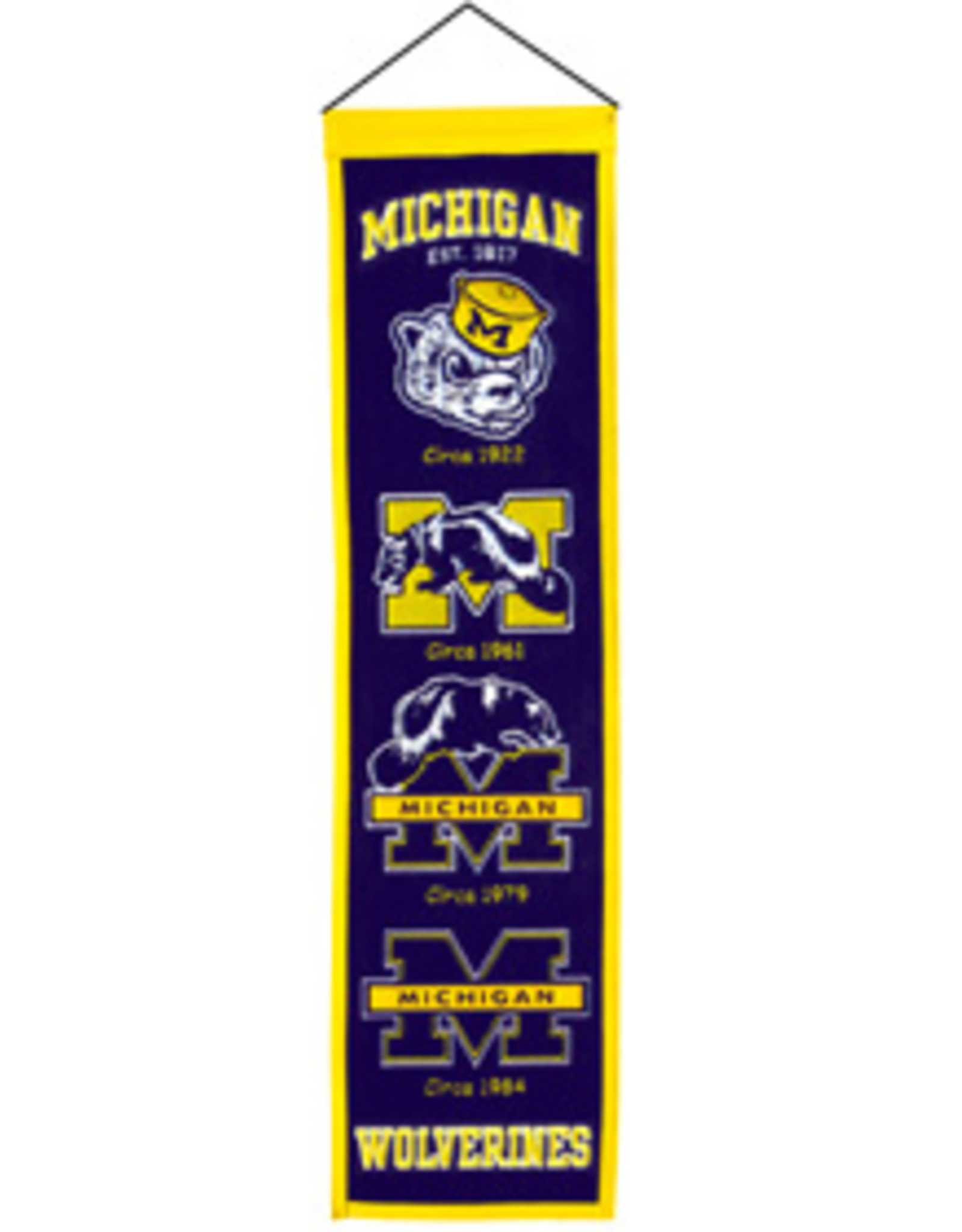 WINNING STREAK SPORTS Michigan Wolverines 8x32 Wool Heritage Banner