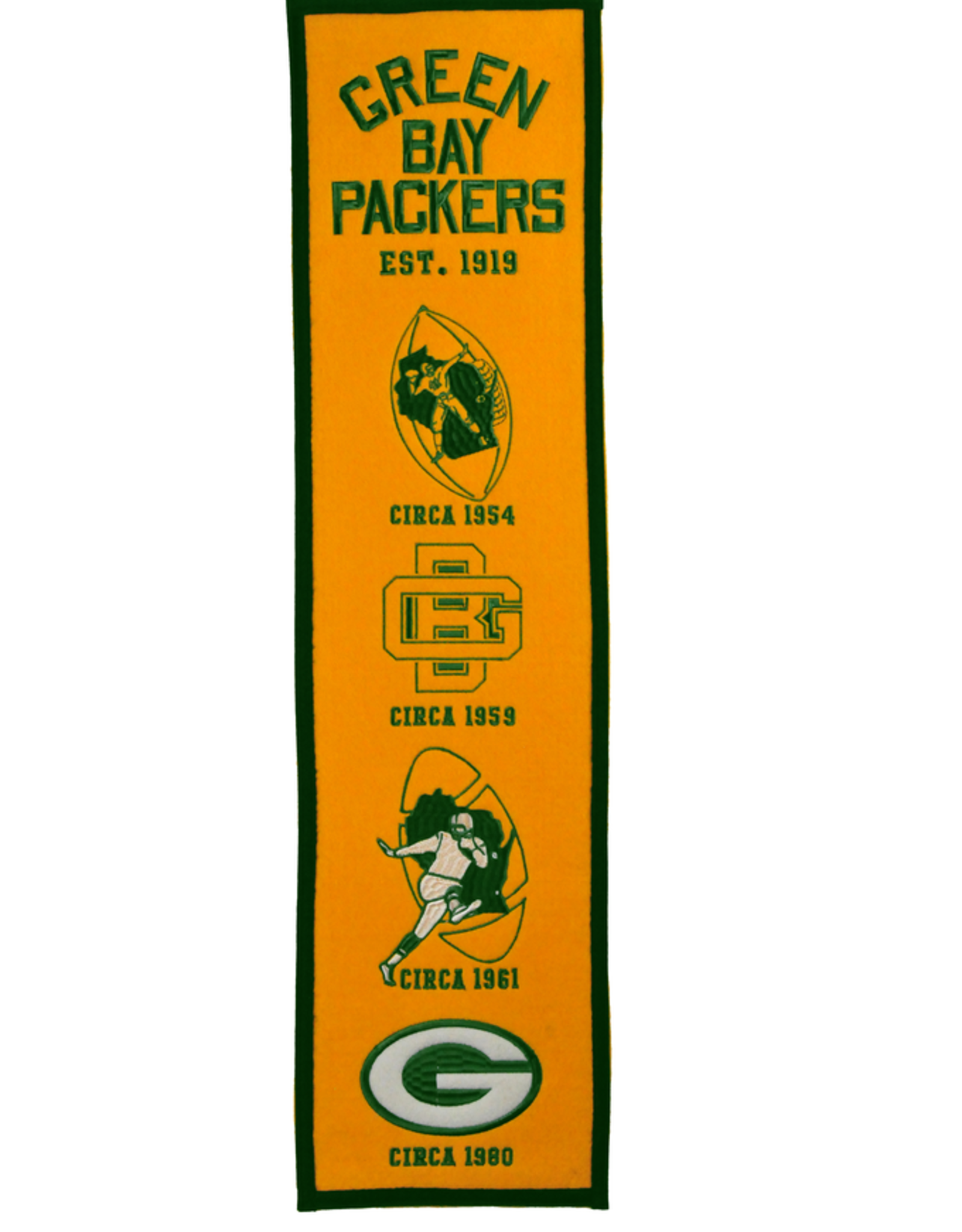 WINNING STREAK SPORTS Green Bay Packers Fan Fave 8x32 Wool Heritage Banner