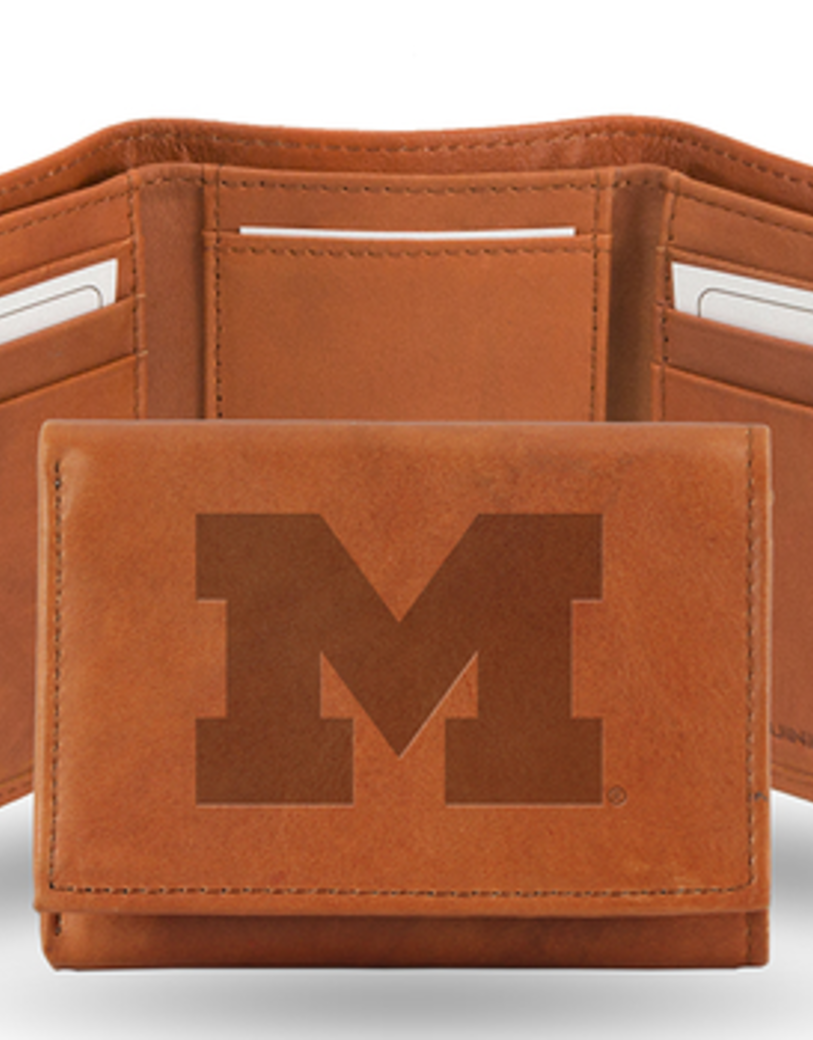 RICO INDUSTRIES Michigan Wolverines Vintage Leather Trifold Wallet