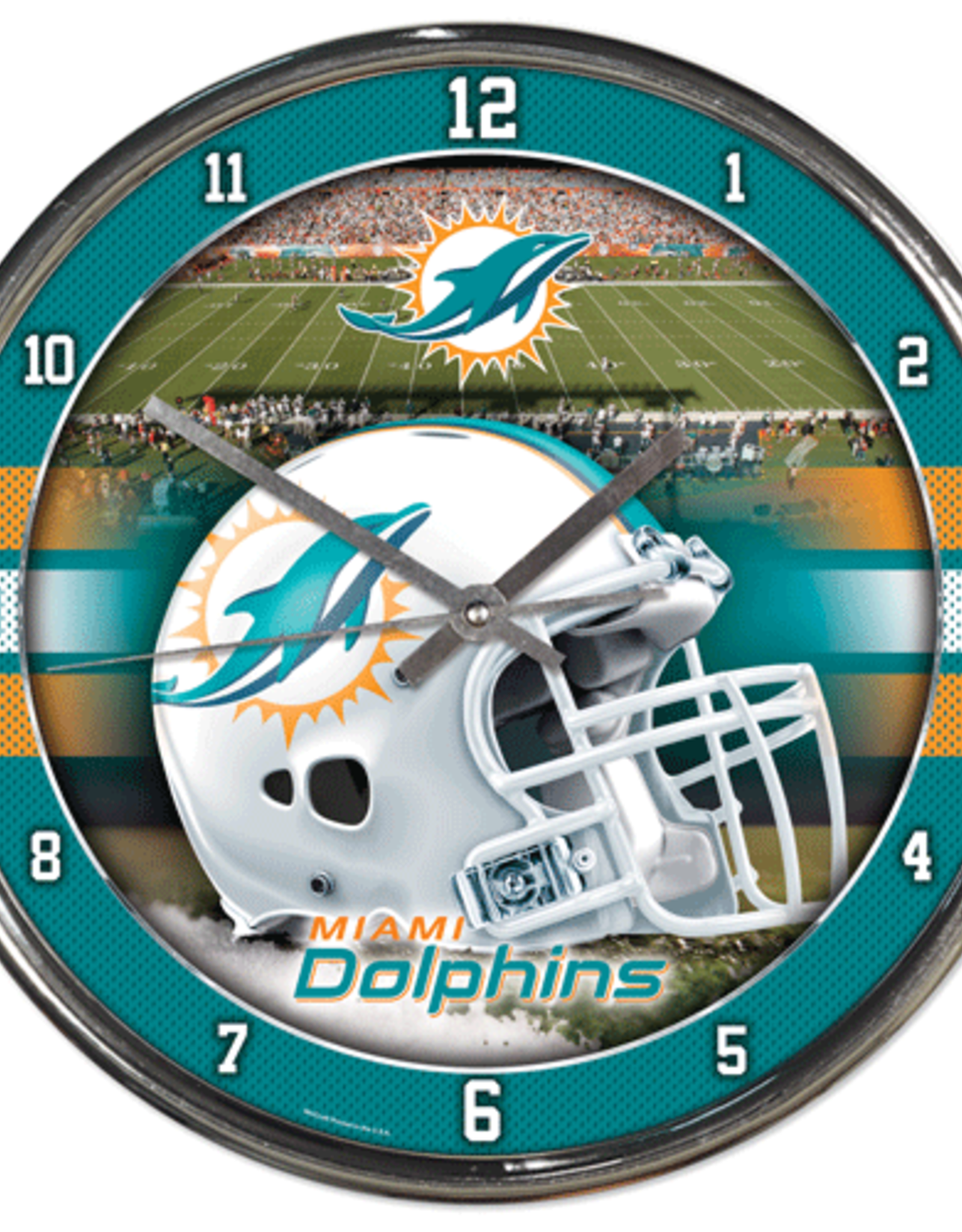 WINCRAFT Miami Dolphins Round Chrome Clock