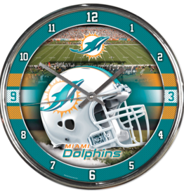 WINCRAFT Miami Dolphins Round Chrome Clock