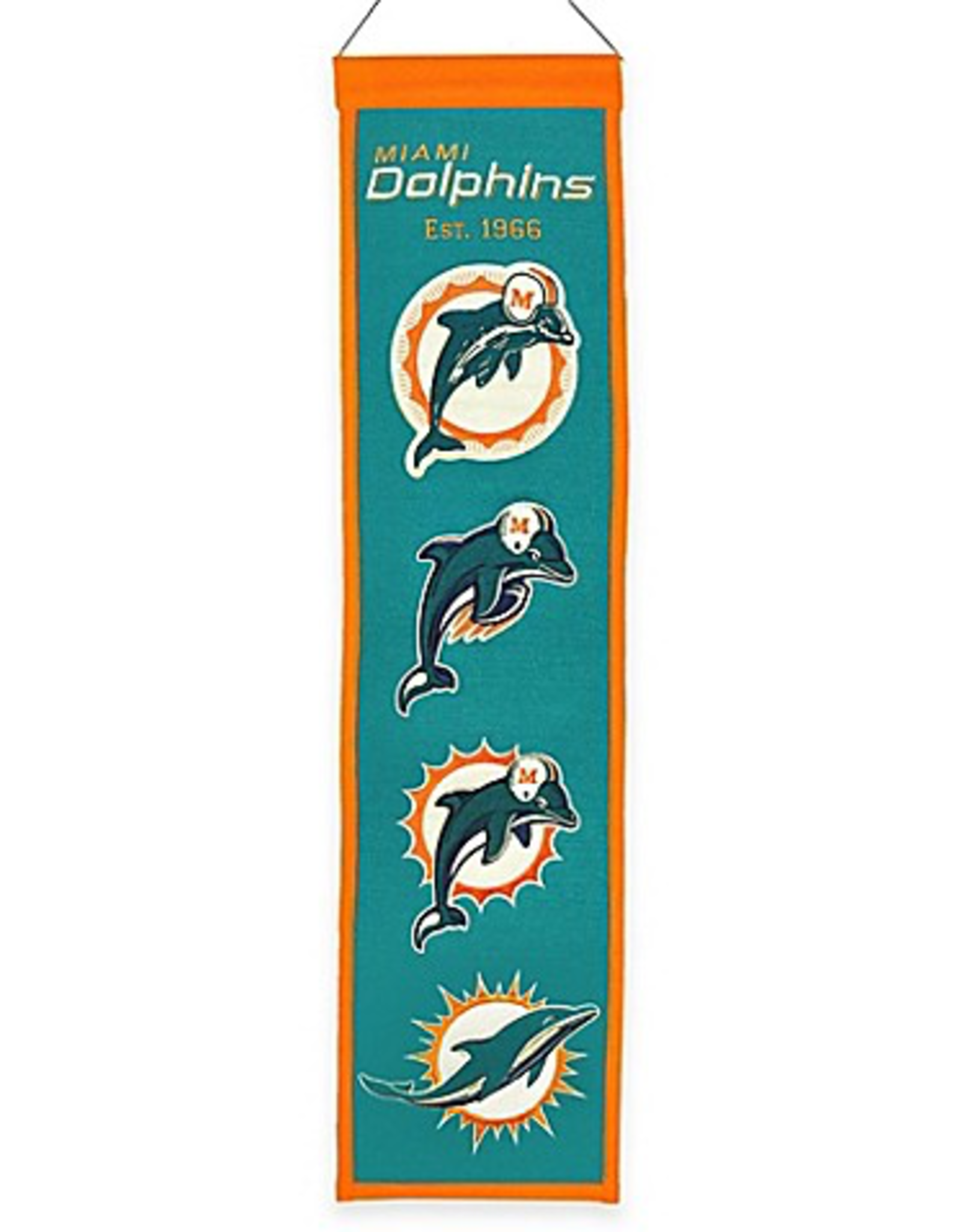 WINNING STREAK SPORTS Miami Dolphins 8x32 Wool Heritage Banner