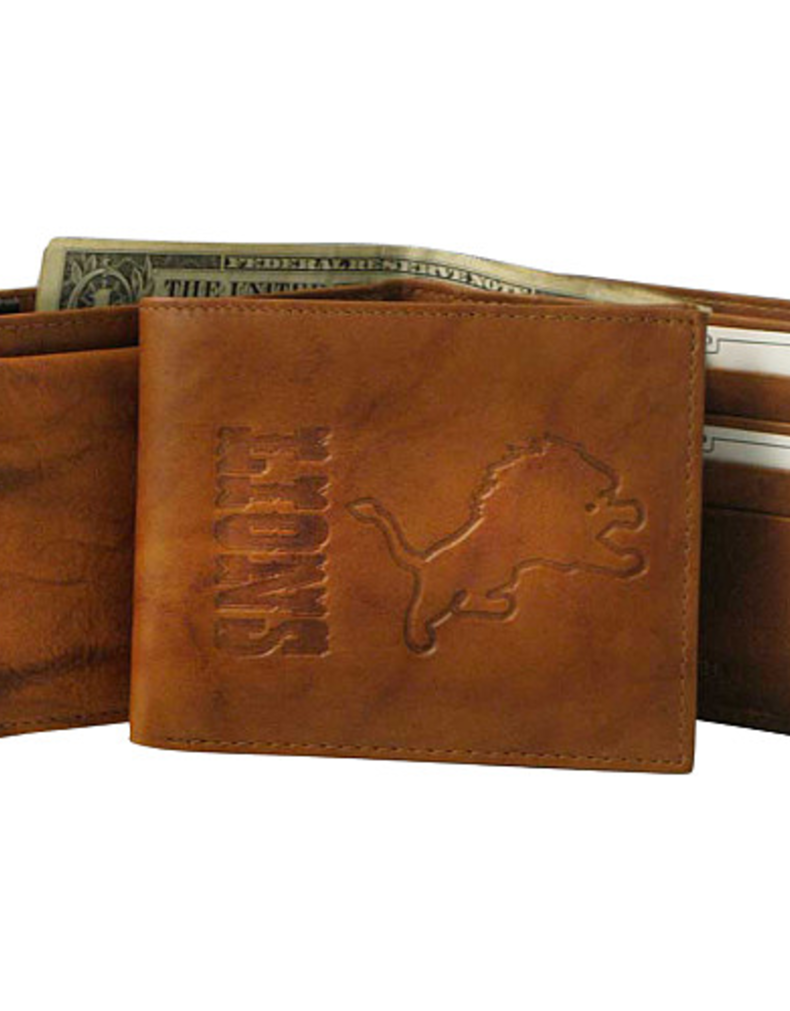 RICO INDUSTRIES Detriot Lions Vintage Leather Billfold Wallet