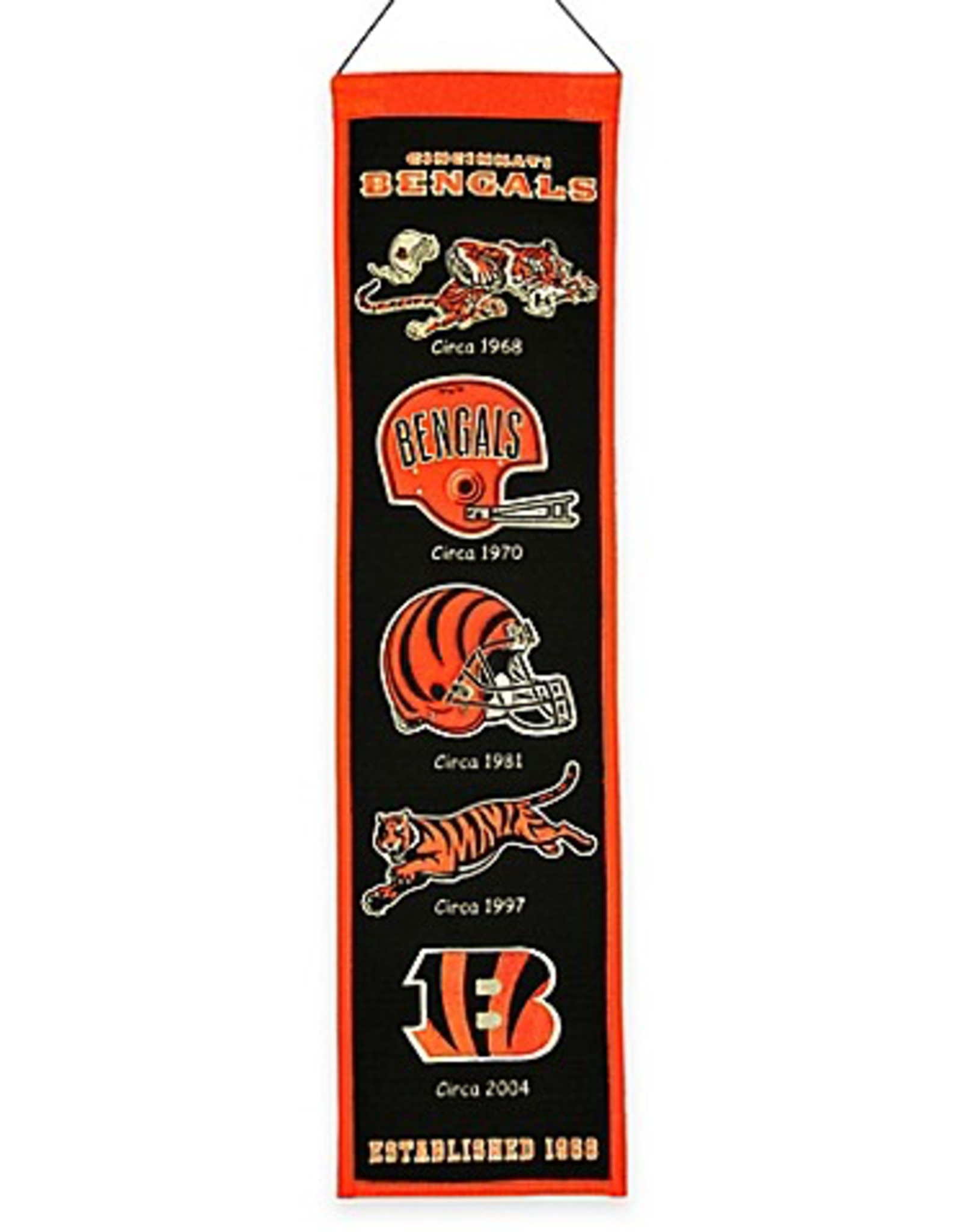 WINNING STREAK SPORTS Cincinnati Bengals 8x32 Wool Heritage Banner