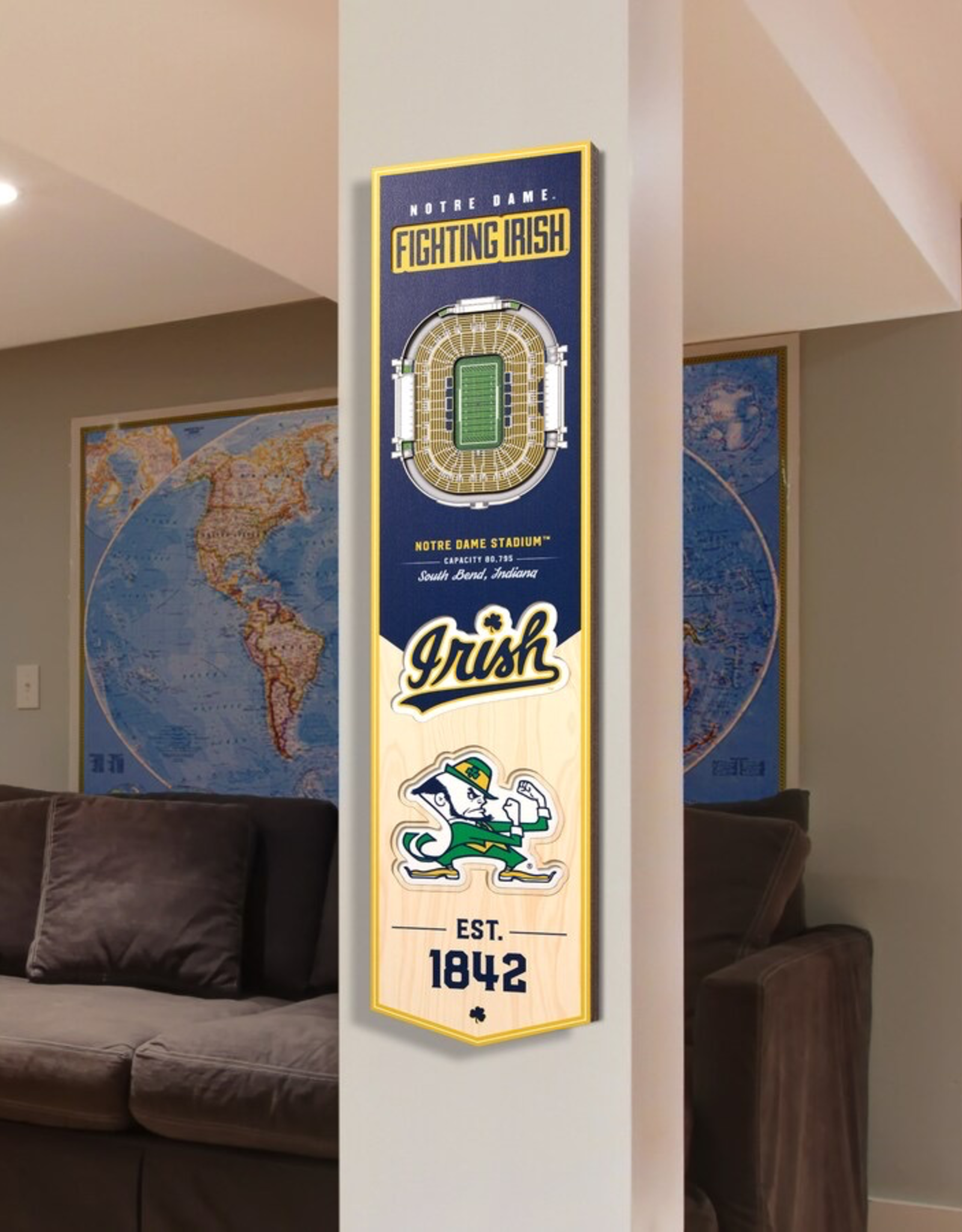 YOU THE FAN Notre Dame Fighting Irish 3D StadiumView 8x32 Banner