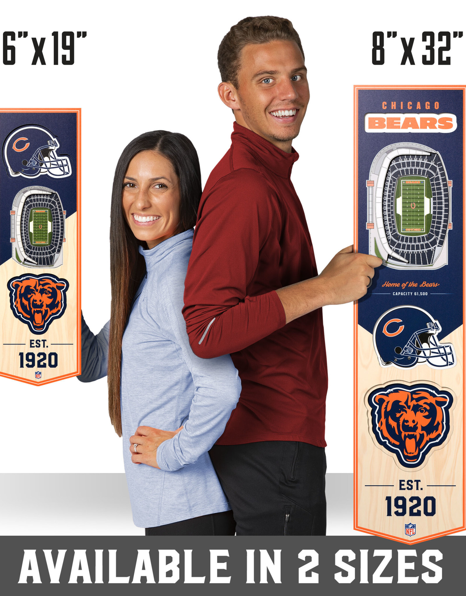 YOU THE FAN Chicago Bears 3D StadiumView 8x32 Banner