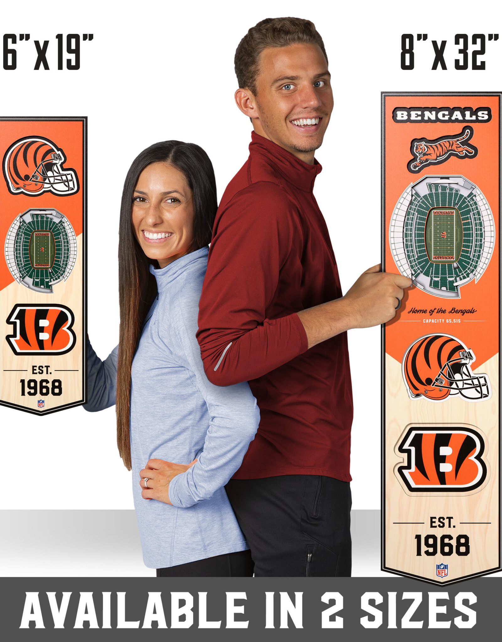 YOU THE FAN Cinncinati Bengals 3D StadiumView 8x32 Banner