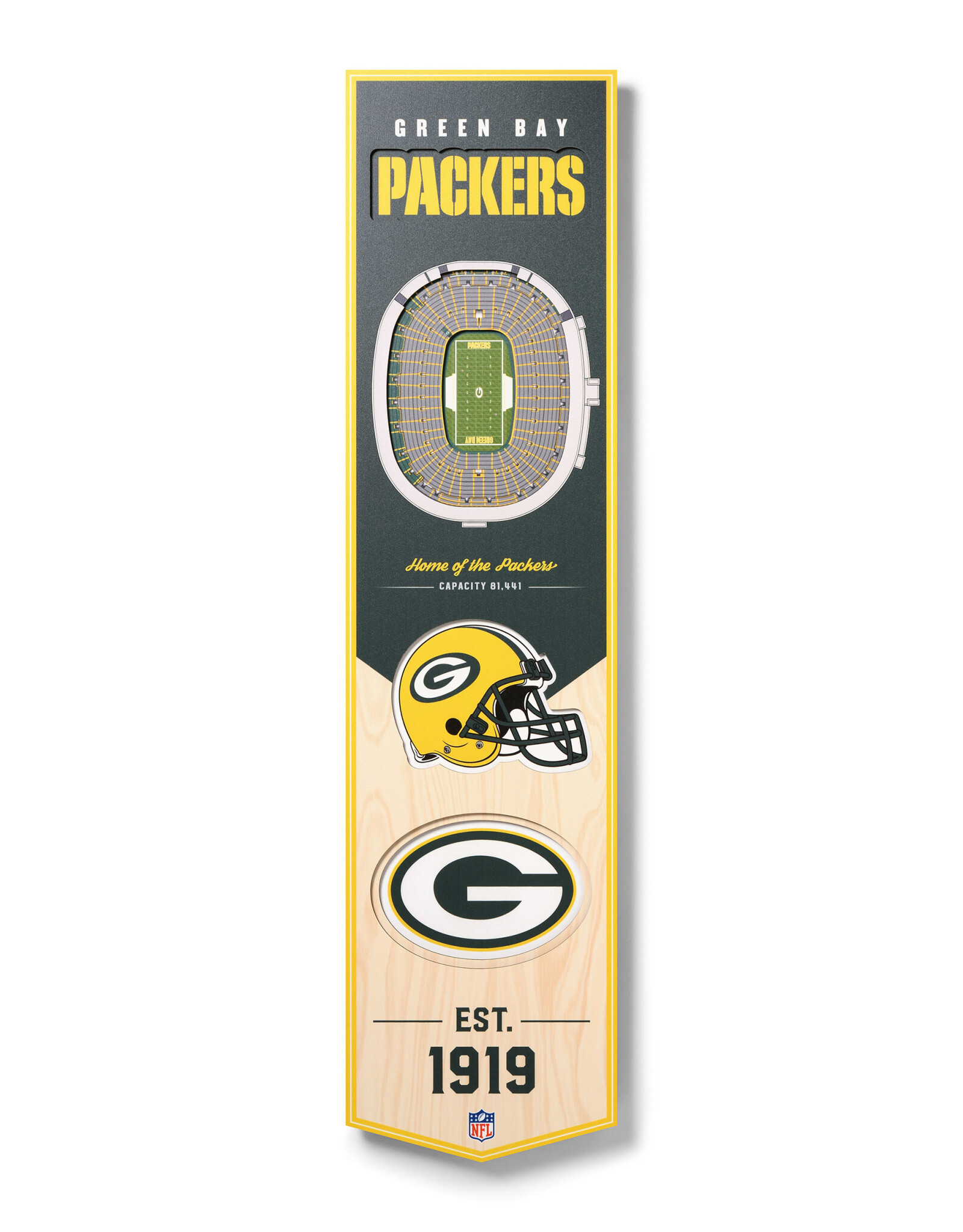 YOU THE FAN Green Bay Packers 3D StadiumView 8x32 Banner