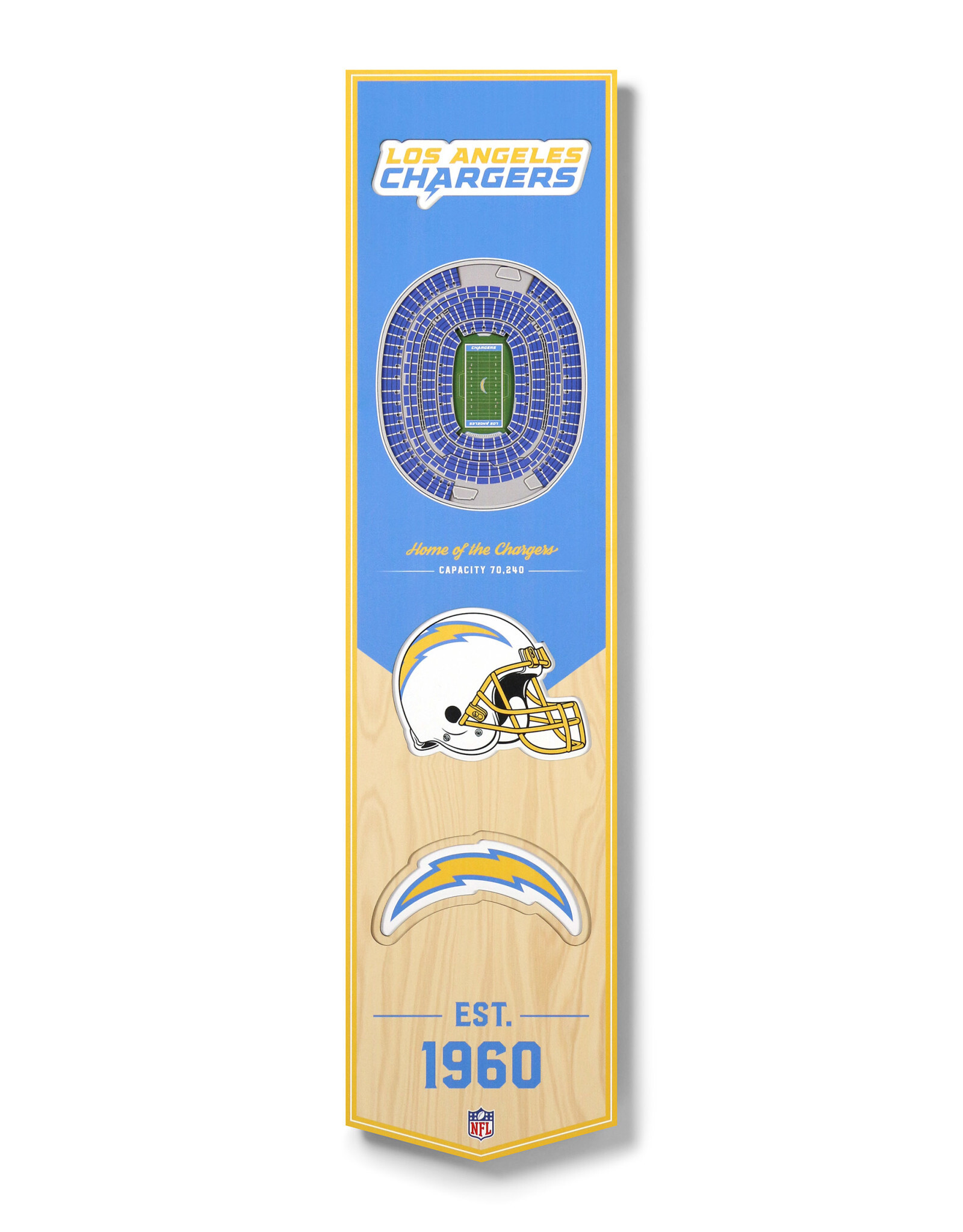 YOU THE FAN Los Angeles Chargers 3D StadiumView 8x32 Banner