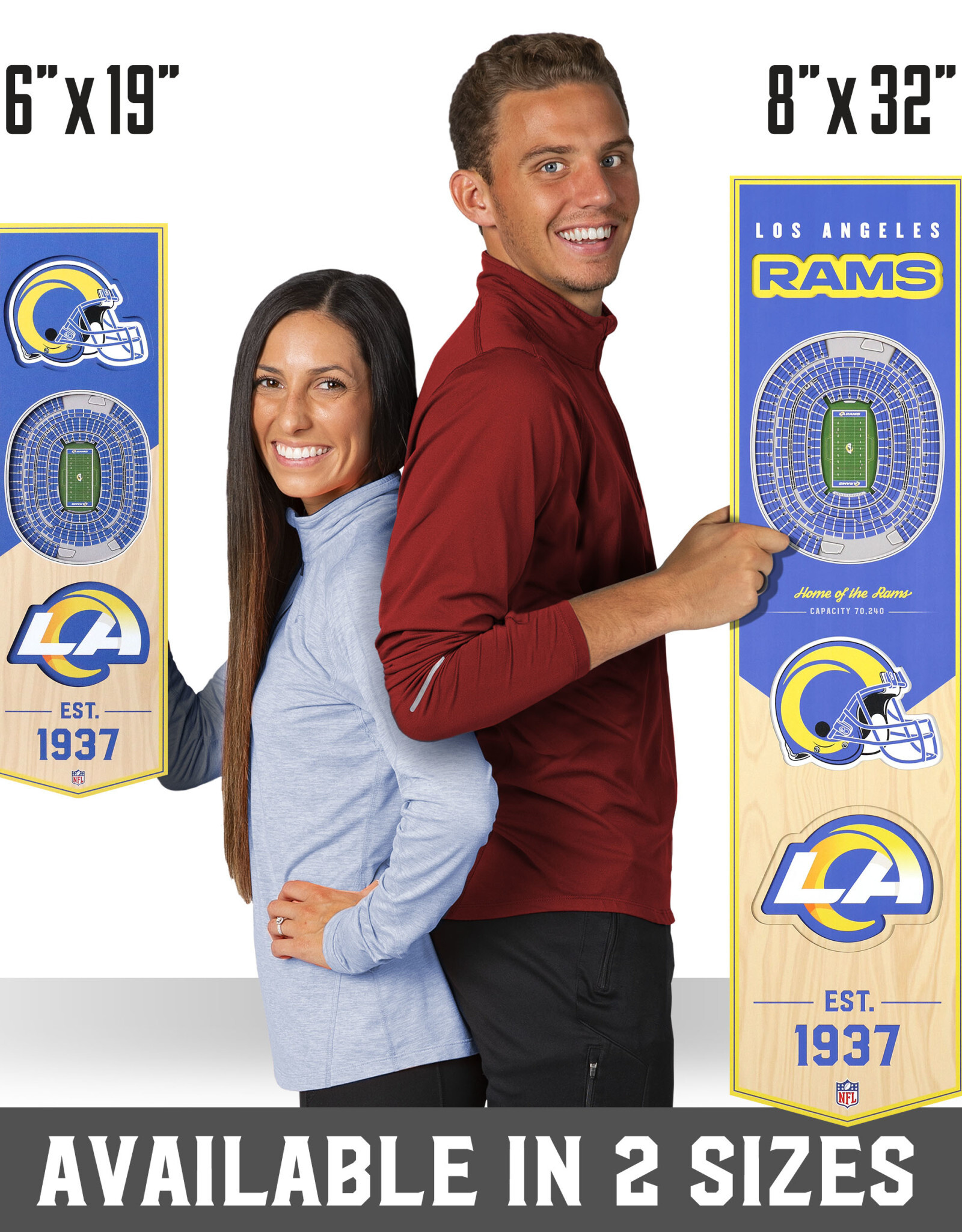 YOU THE FAN Los Angeles Rams 3D StadiumView 8x32 Banner