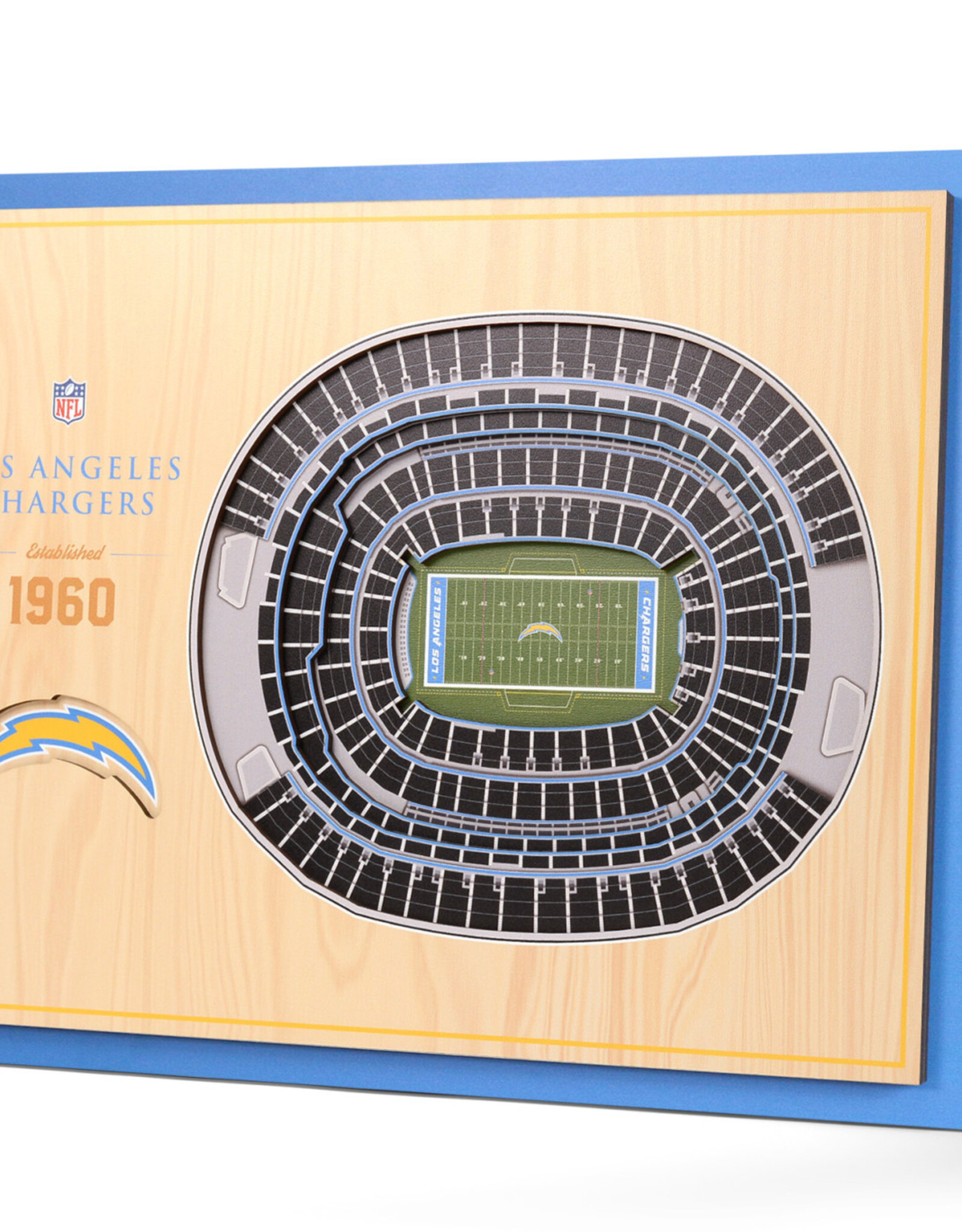 YOU THE FAN Los Angeles Chargers 5-Layer 3D StadiumView Wall Art