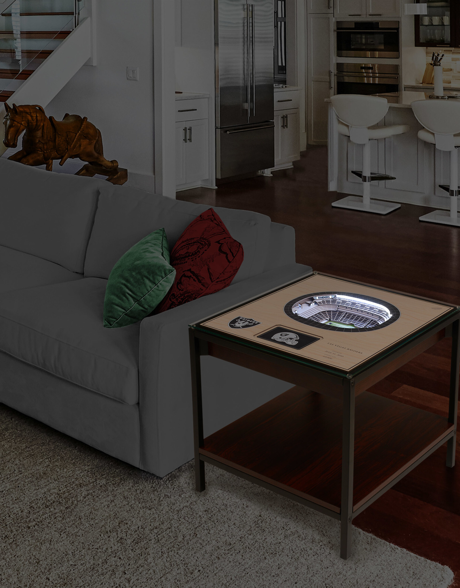 YOU THE FAN Las Vegas Raiders 25-Layer LED StadiumView End Table