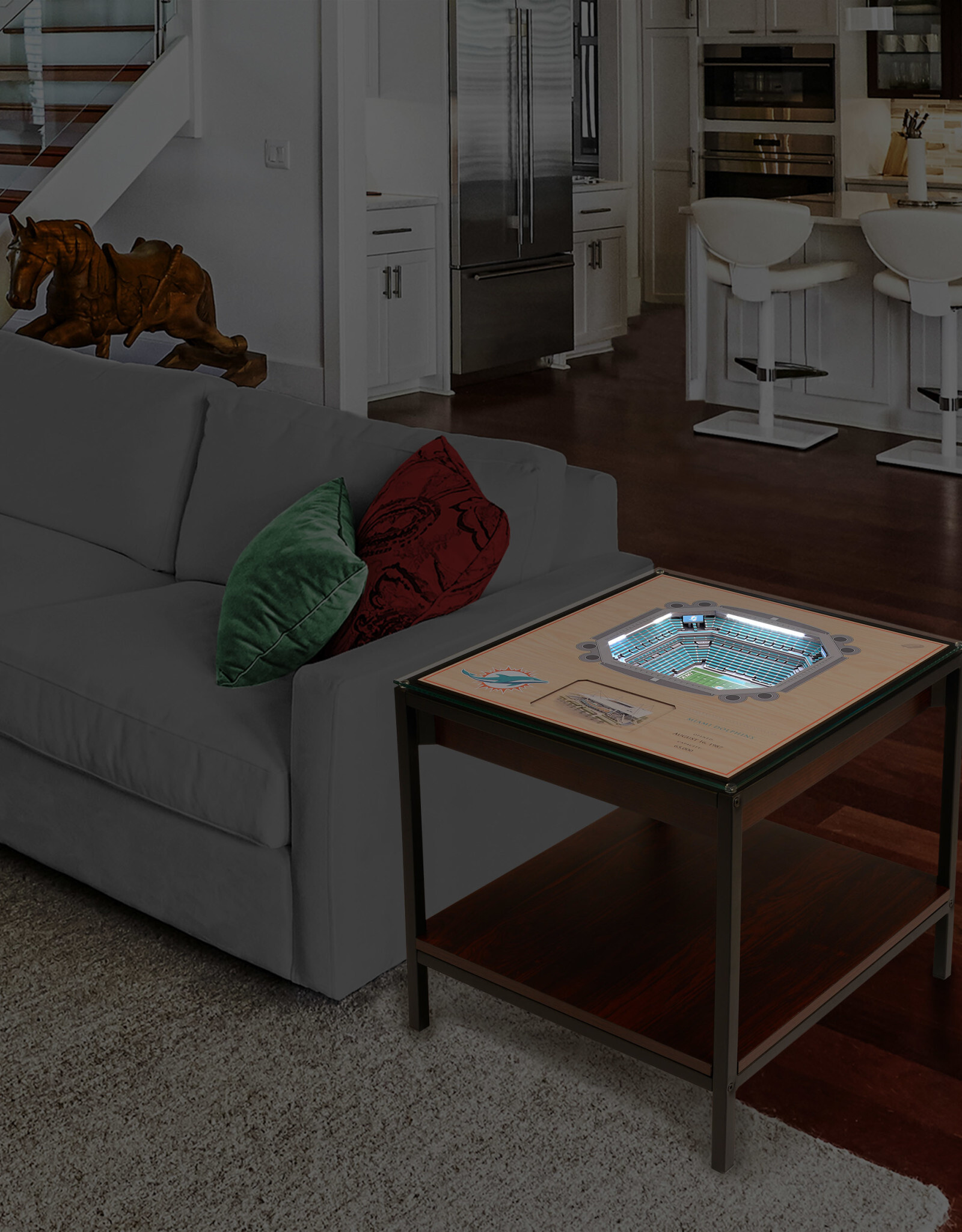 YOU THE FAN Miami Dolphins 25-Layer LED StadiumView End Table