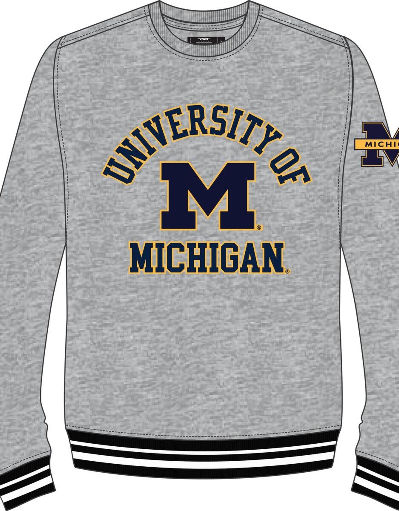 Pro Standard Michigan Wolverines Men's Classic Stacked Logo Pullover Crew - Grey