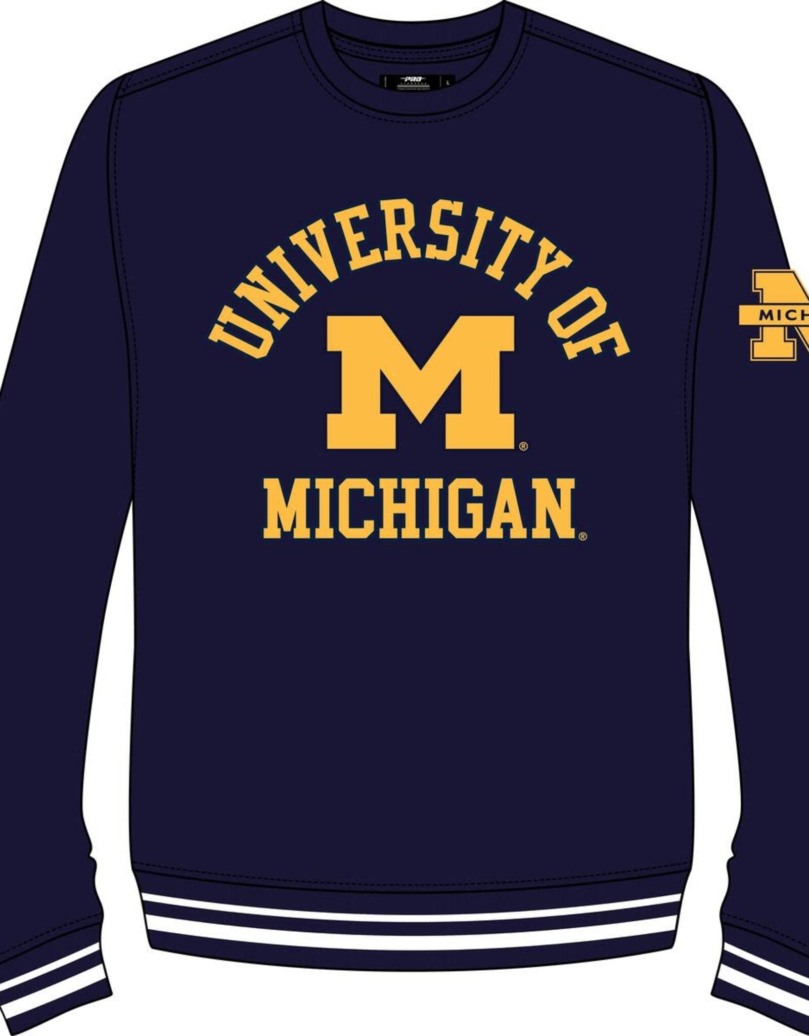 Pro Standard Michigan Wolverines Men's Classic Stacked Logo Pullover Crew - Navy